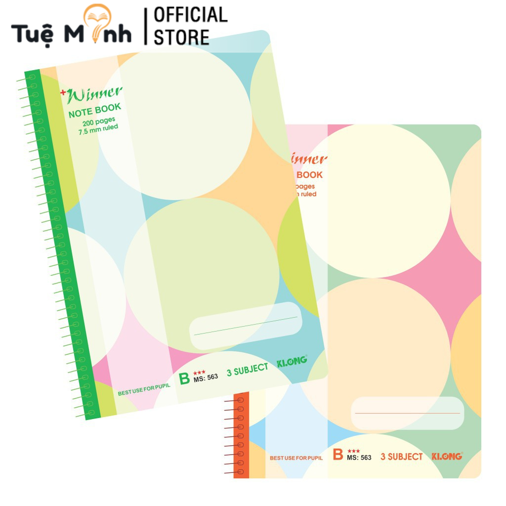 Vở 200 Trang Kẻ Ngang Lò Xo Đơn B5 Winner VPPTueMinh, Tập Sổ Klong Ms 563 vppklong