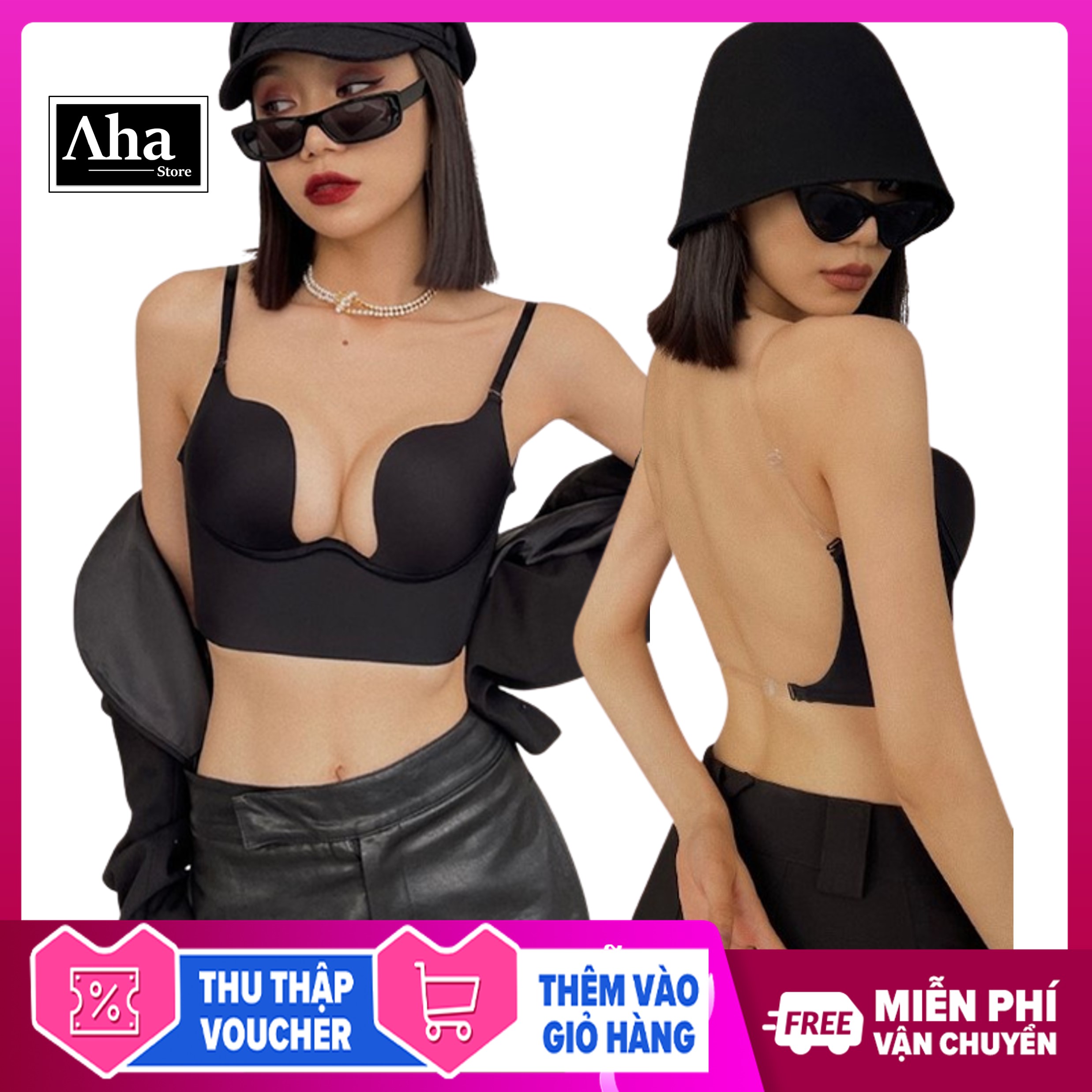 Áo Lót Mặc Váy Đầm Hở Lưng AU04 Khoét Sâu Cao Cấp Tặng Kèm Dây Trong [Aha Store]