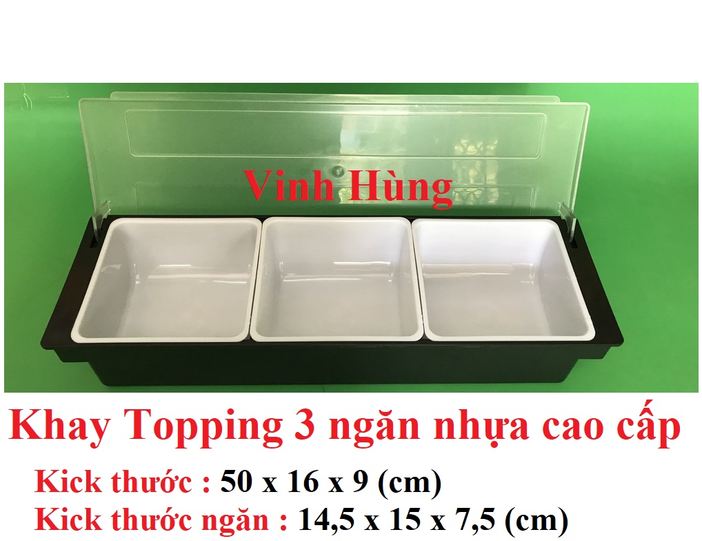 Khay đựng topping nhựa 3 ngăn chứa