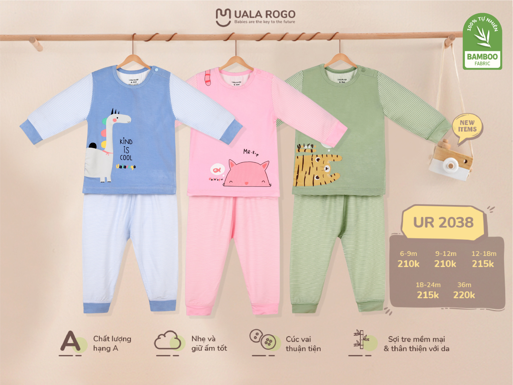 Quần Áo Uala Rogo Dài Tay Vải Sợi Tre (UR2038)