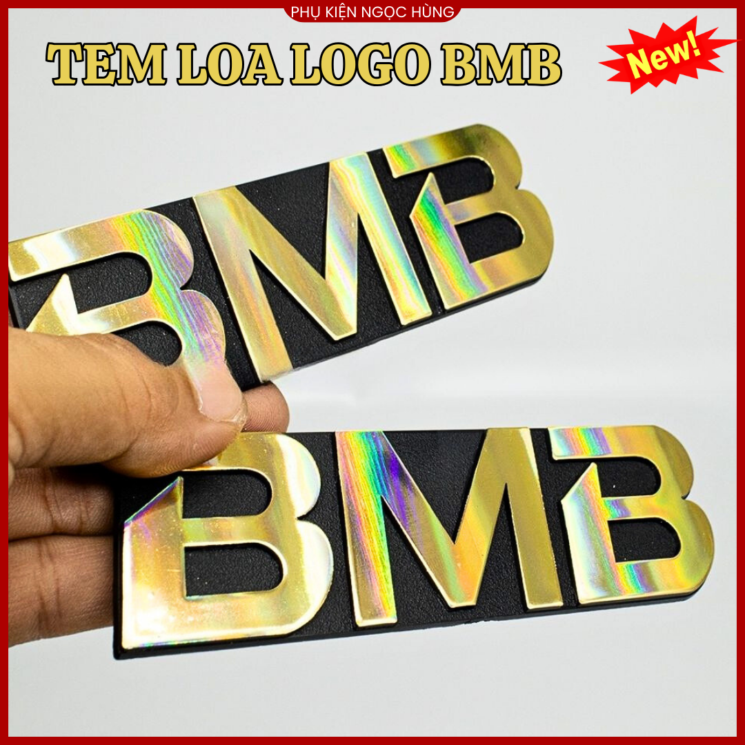 Tem loa bmb - logo loa bmb nhựa cứng dán loa