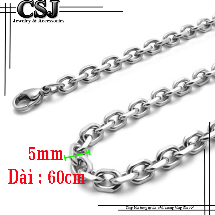 DÂY CHUYỀN INOX NAM CHỮ CONG 5MM CAO CẤP  KHÔNG PHAI KHÔNG RỈ SÉT ĐỘC LẠ DN048