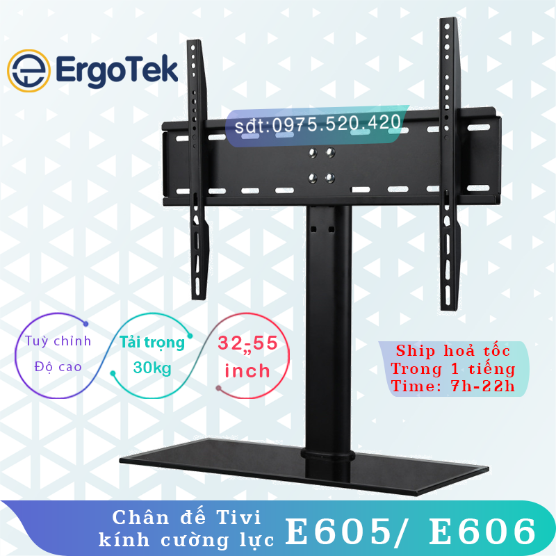 E606 - Chân Đế TIVI Đa Năng - Mặt kính Cường Lực [32-55 inch] - Chân đế tivi để bàn