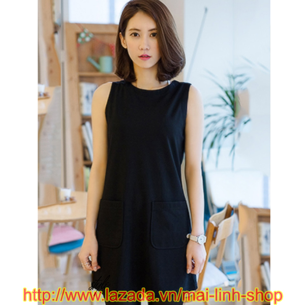 Đầm suông thun cát hàn 2 túi trước
