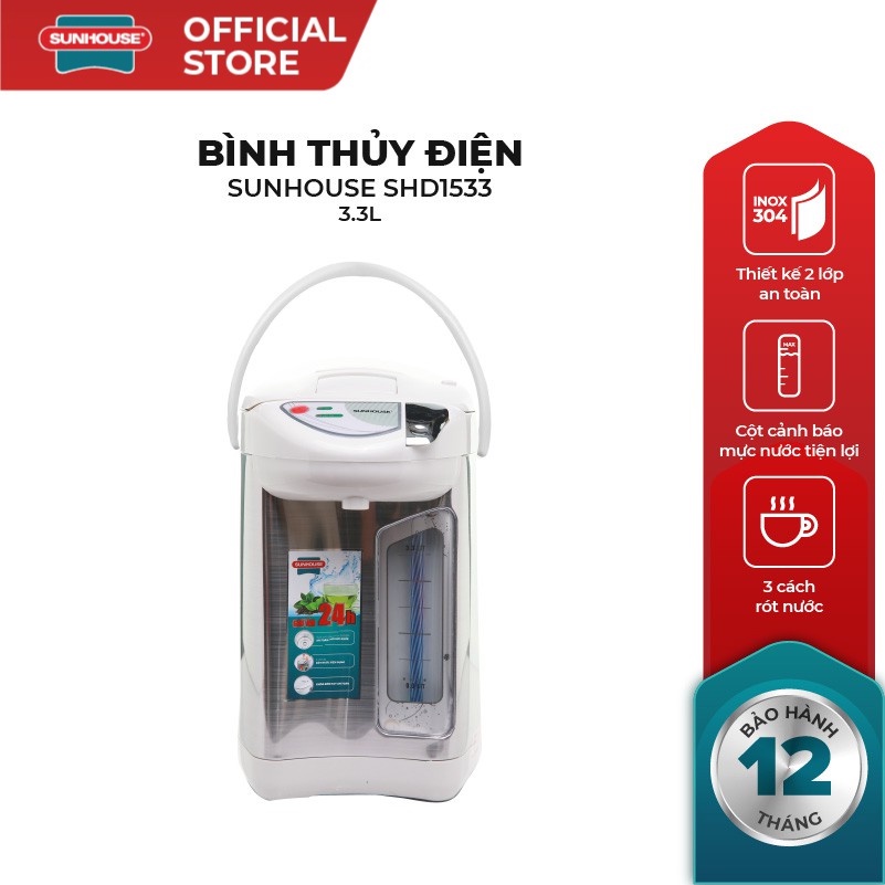 Bình thủy điện sunhouse shd1533 , rất tiện dụng cho các quán nước , chức năng tái sôi khi nước nguội