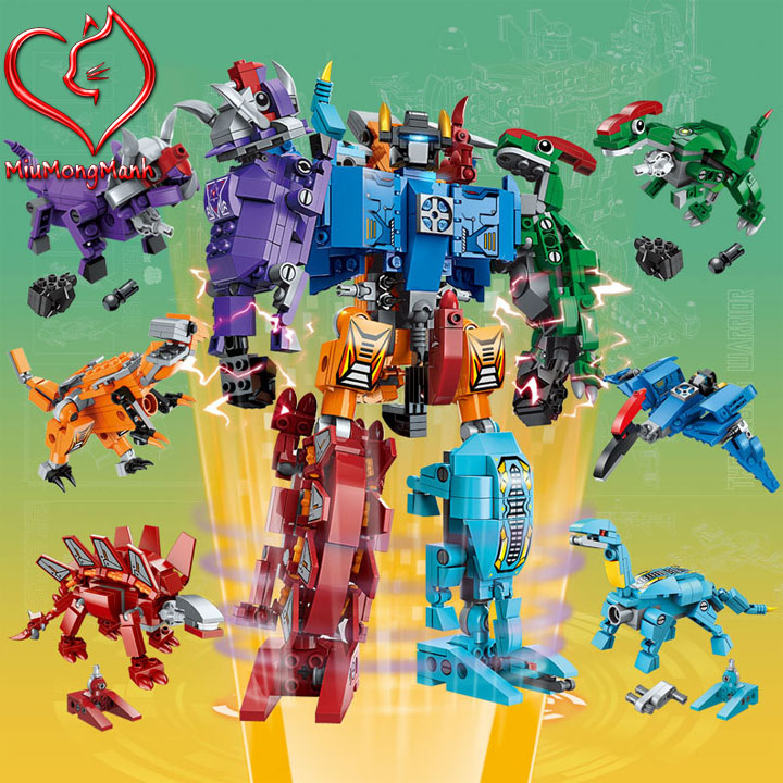 Siêu Robot Chiến Binh Khủng Long 553 Chi Tiết 6 trong 1 Non-Lego Enlighten Qman Đồ Chơi Lắp Ráp Xếp Hình