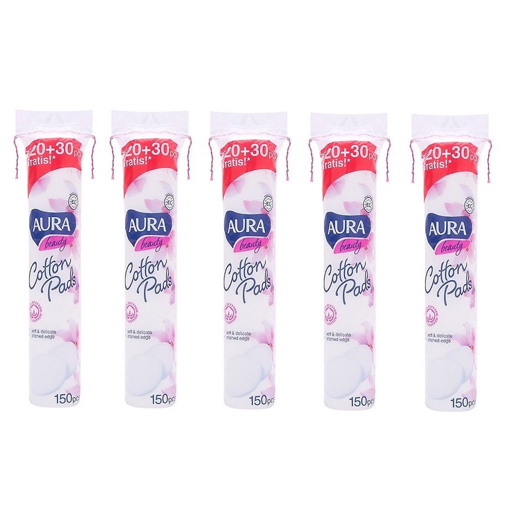 Bông tẩy trang aura - aura 150 miếng, bông tẩy trang aura 150 miếng, mềm mịn chính hãng, cotton, dập viền, nhiều lớp.