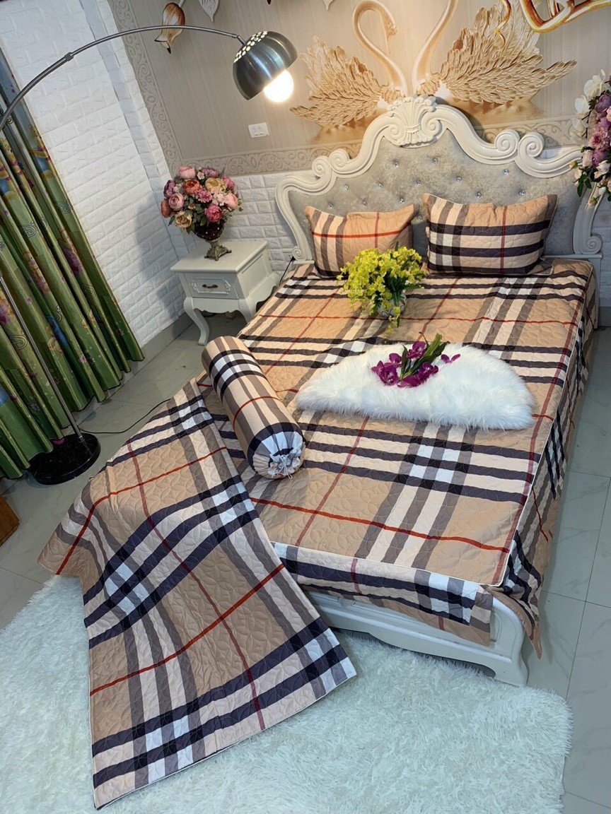 Vỏ chăn lồng ruột trần bông cao cấp mẫu Kẻ BBR dùng làm chăn hè, chăn thu đông có khóa kéo kích thước 1m8x2m