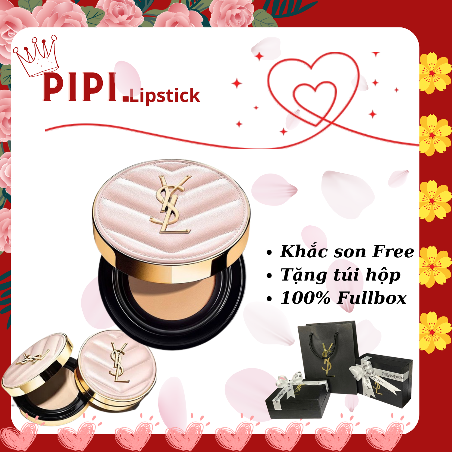Phấn nước cushion ysl 2022 full size, phấn nước ysl cushion touche éclat glow pact