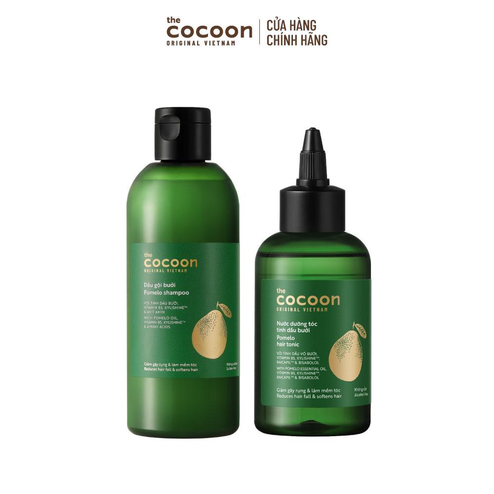 COMBO 1 Dầu gội bưởi Cocoon giúp giảm gãy rụng và làm mềm tóc 310ml+ 1 Nước dưỡng tóc tinh dầu bưởi 140ml