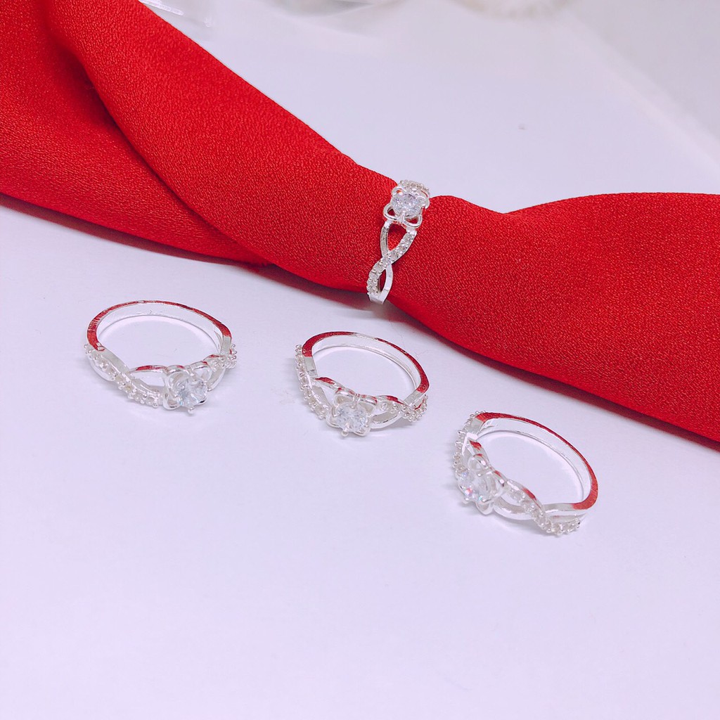 NHẪN NỮ BẠC TA GẮN ĐÁ TRẮNG MÃ N001352 ĐƯỜNG KÍNH NHẪN 1 6-1 7CM - Shop bạc BiBi cam kết bạc chuẩn, chất lượng, kèm bảo hành