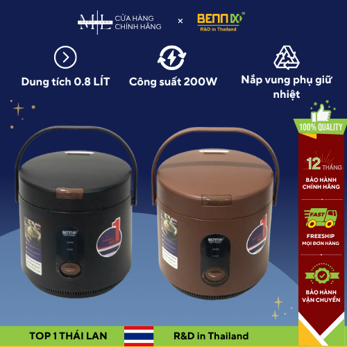SIÊU SALE MEGA 3.3 Nồi Cơm Điện Mini Bennix BN-MRC08 Công Suất 200W Dung Tích 0.8L Phù Hợp 1 - 2 Người Ăn