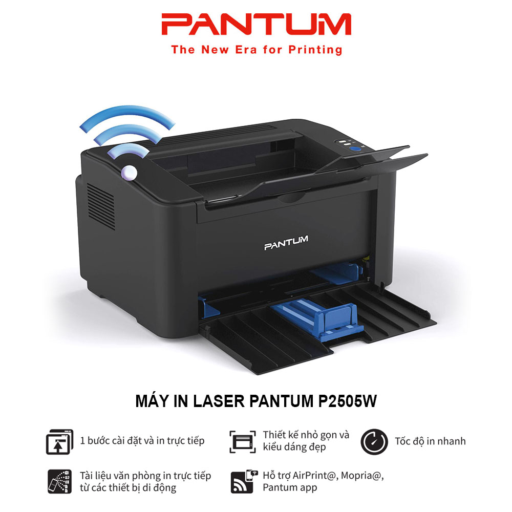Máy in laser đơn chức năng pantum p2505w, in qua wifi, đen trắng, tốc độ cao, khổ giấy a4