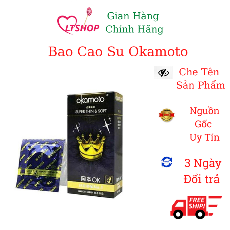 Bao cao su okamoto crown siêu mỏng ôm sát và mềm mại hộp 10 cái