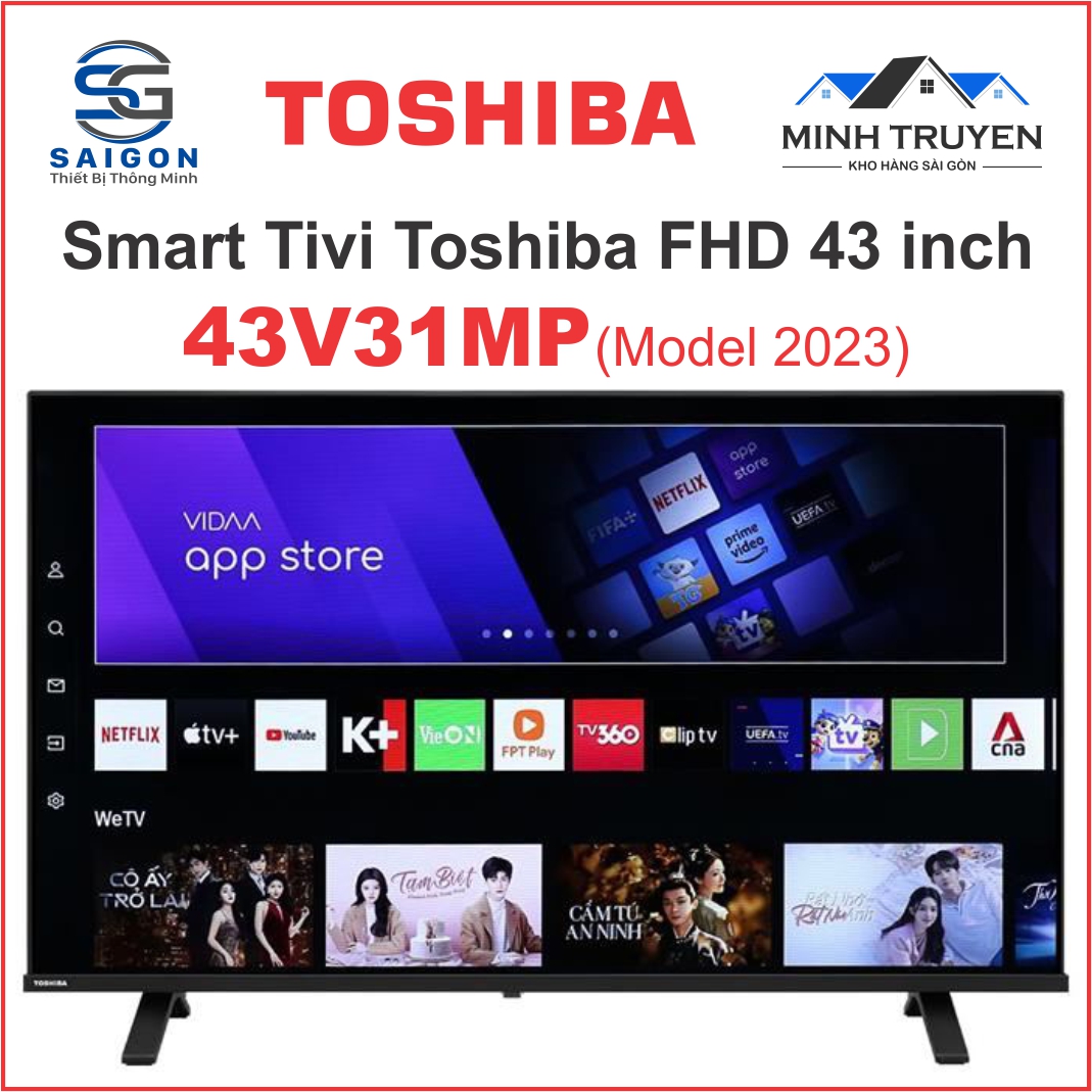 Smart Tivi Toshiba 43 inch 43V31MP  + Tặng thêm 01 bộ khung treo tường