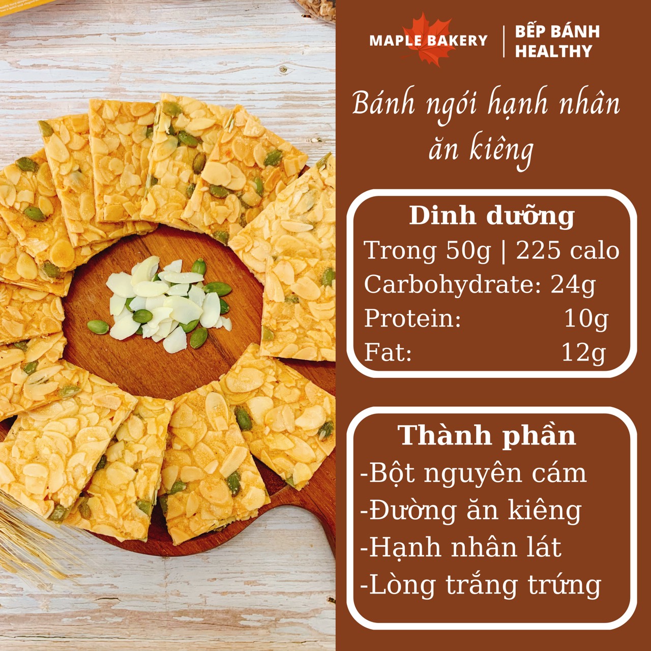 [Siêu Sale] Bánh ngói Hạnh nhân - Bánh hạnh nhân ăn kiêng- Bánh Healthy / Eat clean