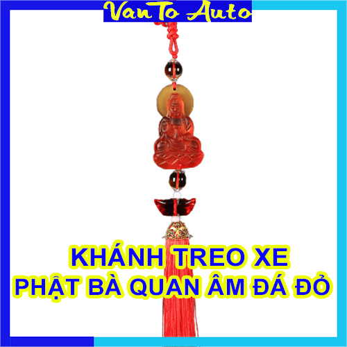 Dây treo ô tô phật quan âm đá đỏ - khánh treo xe ô tô phật bà quan âm đá đỏ