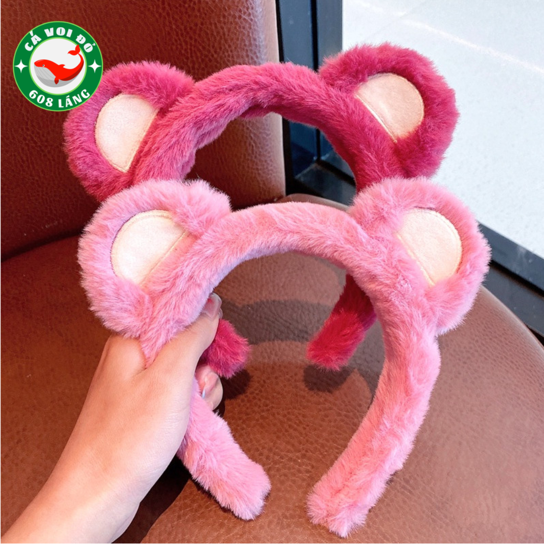 Bờm cài tóc tai gấu Lotso màu hồng dễ thương