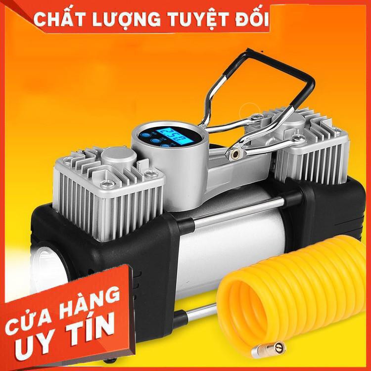Máy bơm lốp ô tô 2 xi lanh 12V SIÊU MẠNH - Bơm lốp xe hơi ô tô / Bơm 2 xi lanh công suất lớn Bơm ô tô mini xe hơi 12V bơm điện ô tô - Bơm oto 2 piston chất lượng cao mã lực lớn, siêu khỏe, siêu nhanh