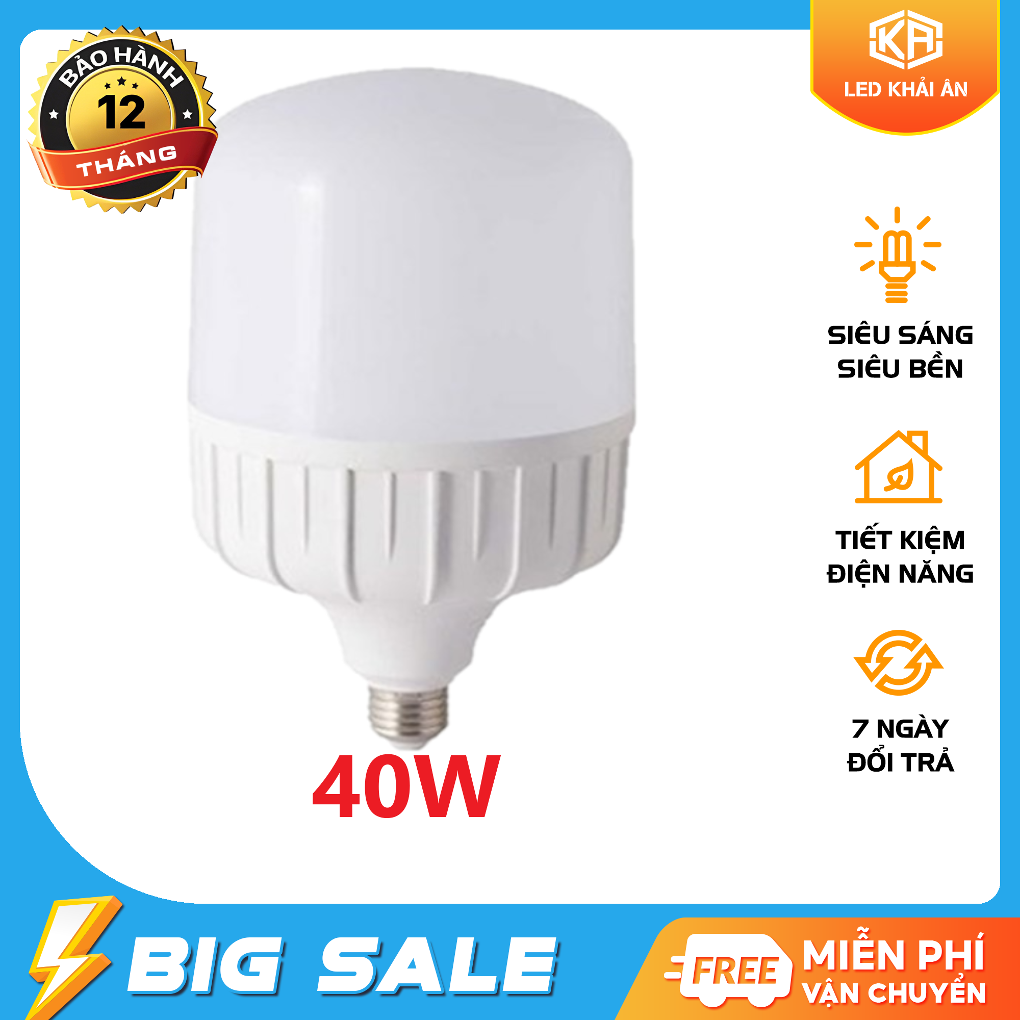 Bóng đèn Led trụ 40W Siêu sáng - tiết kiệm điện
