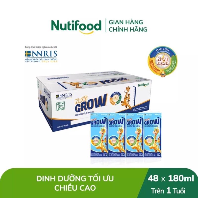 Thùng 48 hộp sữa bột pha sẵn nuvi grow