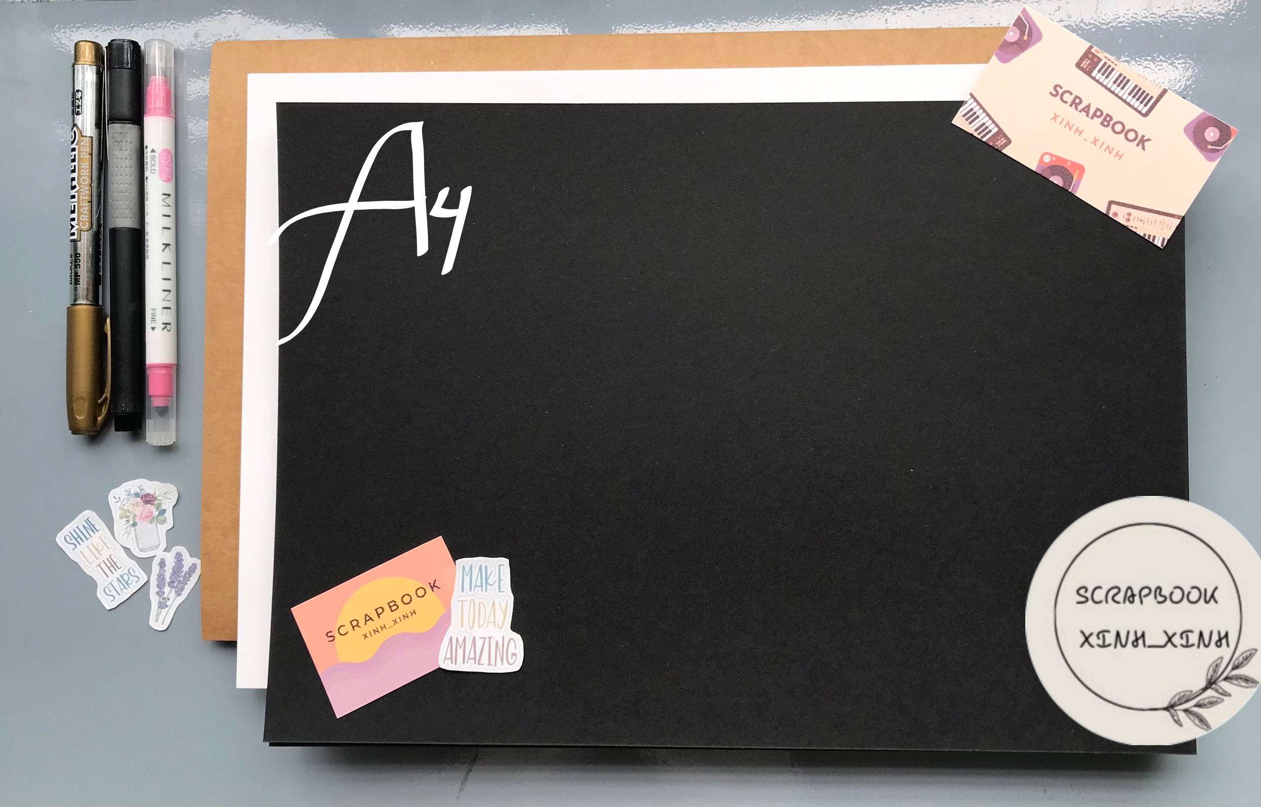 10 tờ giấy bìa khổ A4 thích hợp làm Abum ảnh, Scrapbook, màu đen hoặc nâu