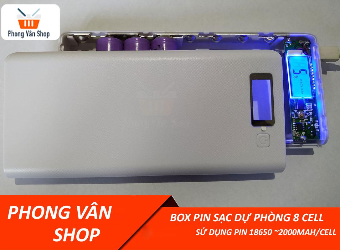 Box sạc pin dự phòng - sử dụng pin 18650 - max 8 cell