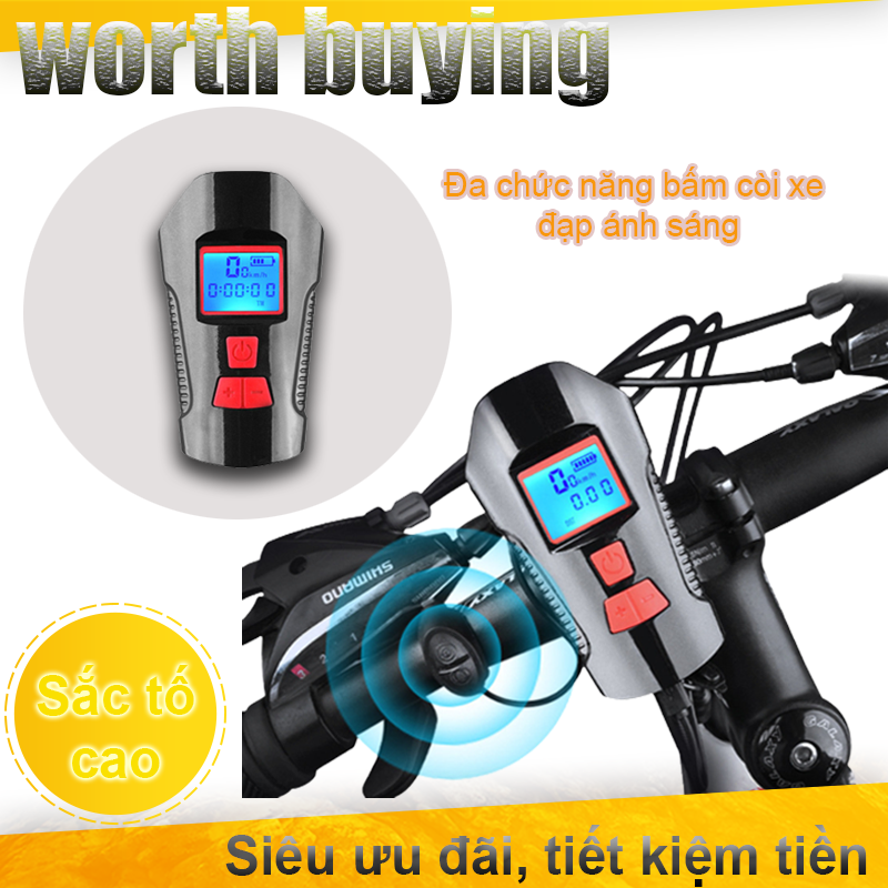 Đèn xe đạp Đồng hồ tốc độ xe đạp Đèn pha LED Đèn pha xe đạp Đèn pha chống nước Màn hình thông minh có loa đèn led xe đạp