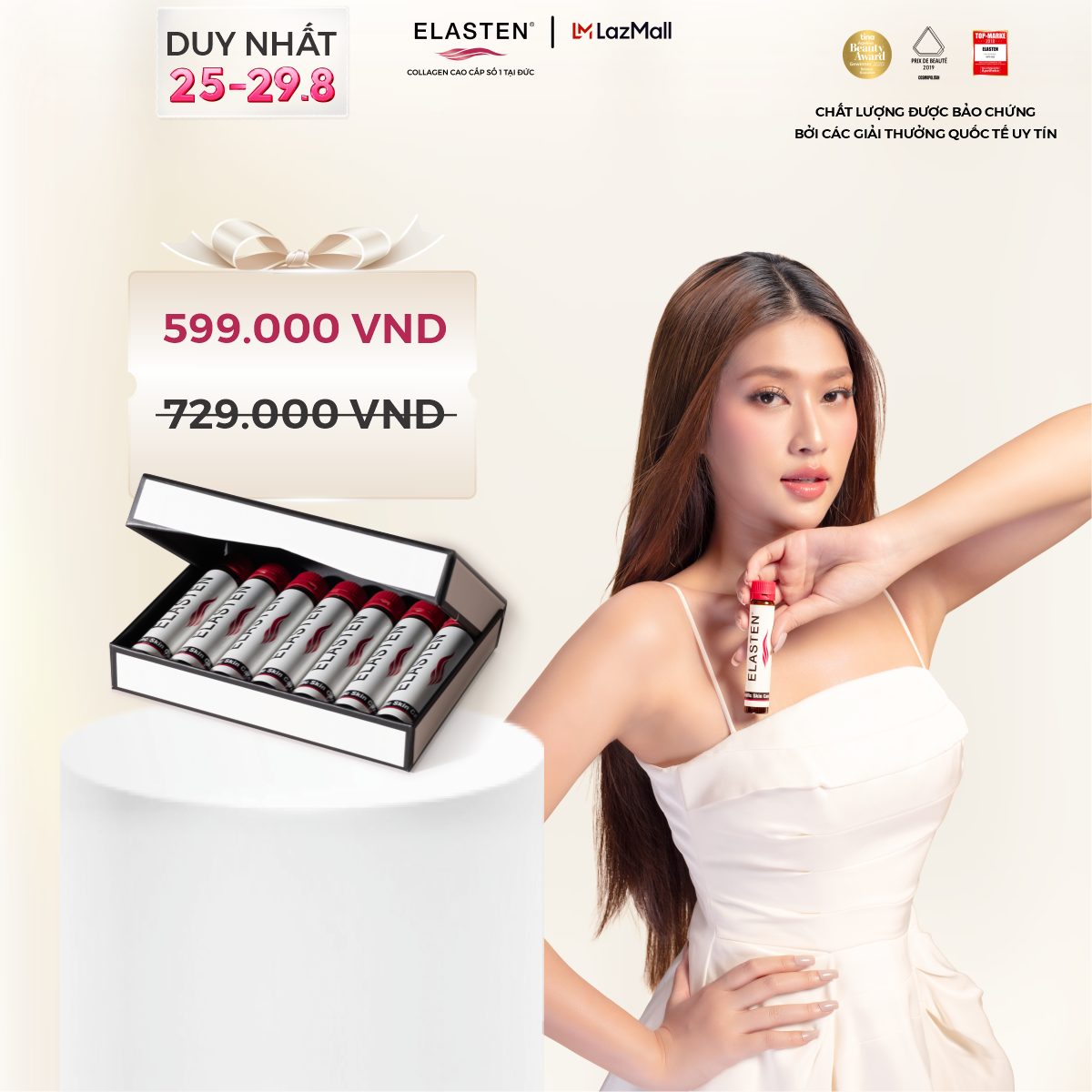 Collagen Elasten Giúp Da Căng Mịn, Chống Lão Hóa, Tóc Chắc Khỏe - Collagen Hàng Đầu Tại Đức (7 ống)