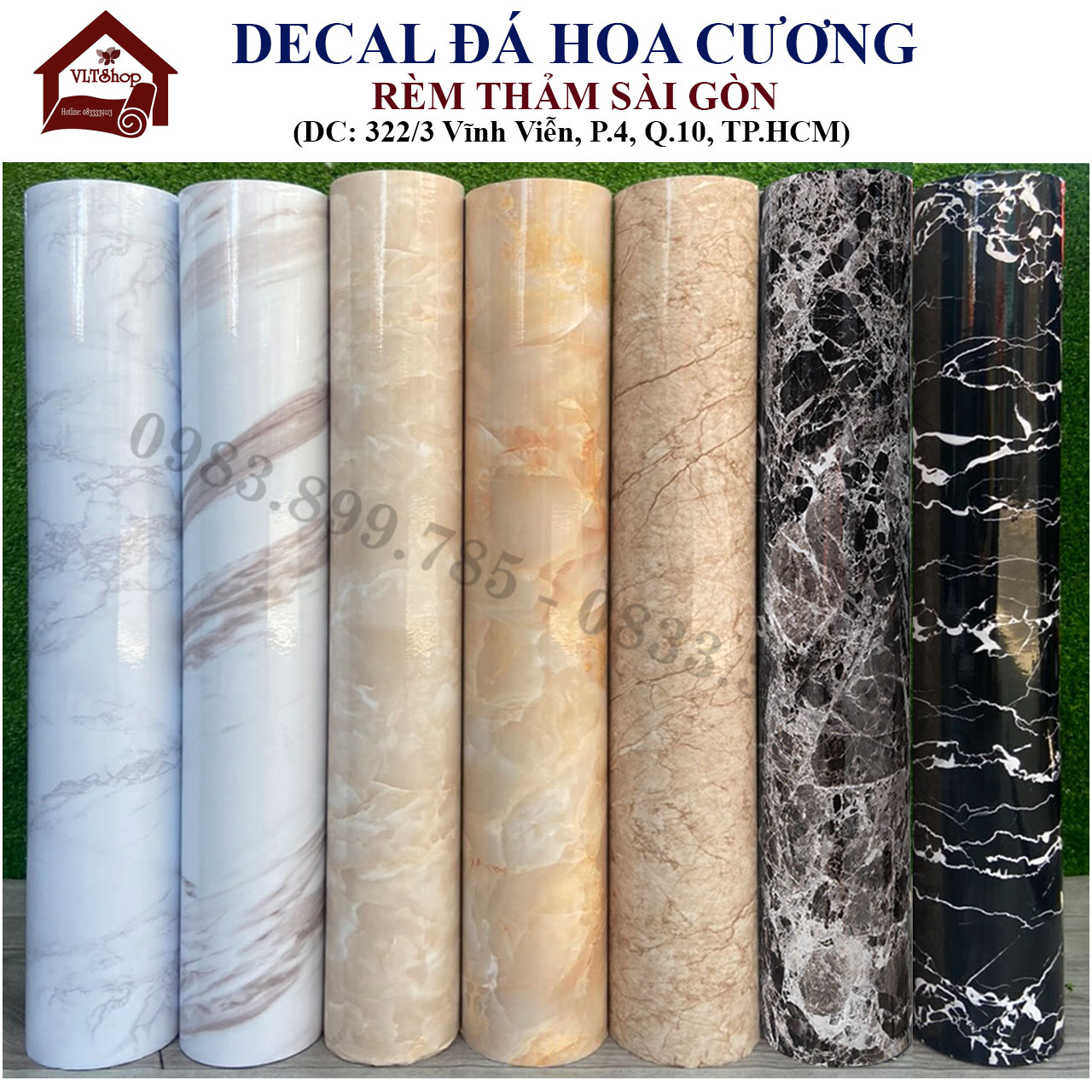 Decal dán bếp tráng nhôm cách nhiệt vân đá hoa cương trắng xám khổ 60cm keo sẵn