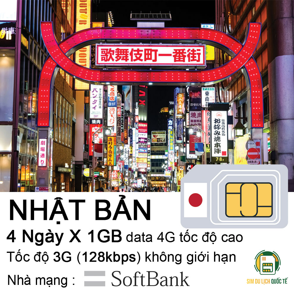 Freeship - chưa kích hoạt. sim data du lịch 4g nhật bản 4 ngày - mỗi ngày 1gb tốc độ cao.