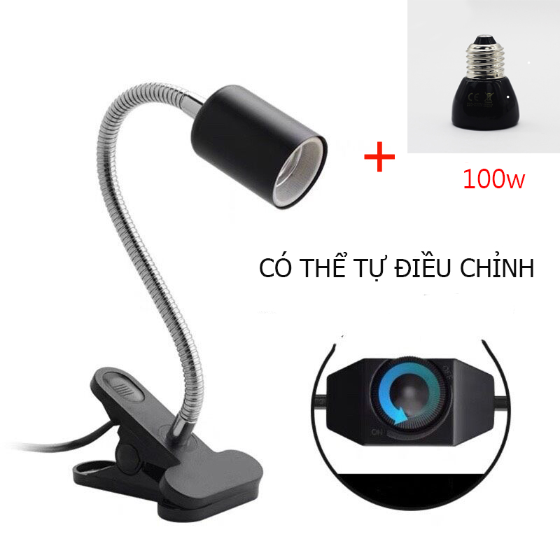 Đèn bò sát 100w đèn rùa đèn chiếu sáng đế xoay 360 độ đèn thú cưng với công tắc đèn sưởi ấm