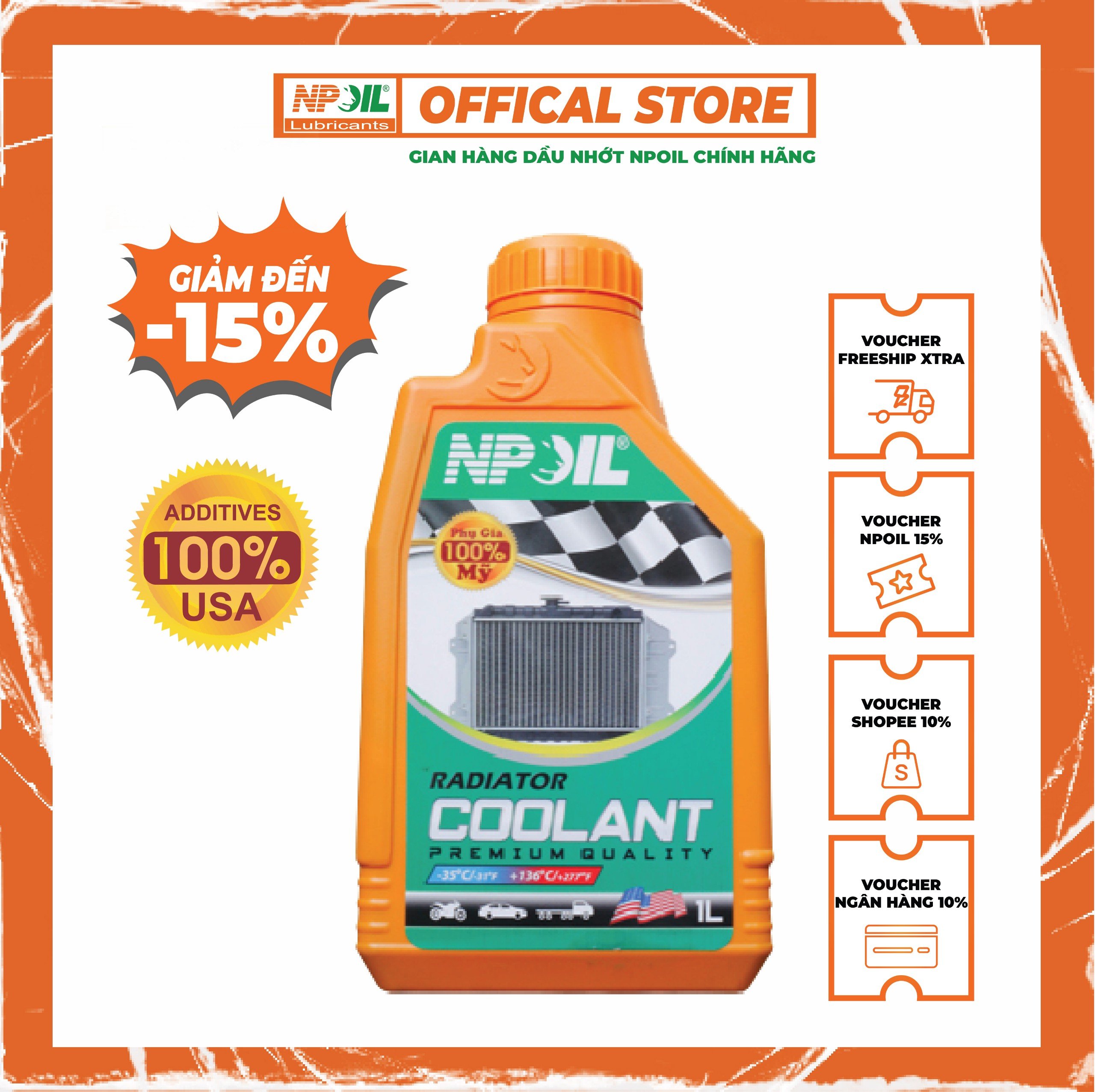 Npoil - nước giải nhiệt/làm mát np coolant màu xanh - 1 lít