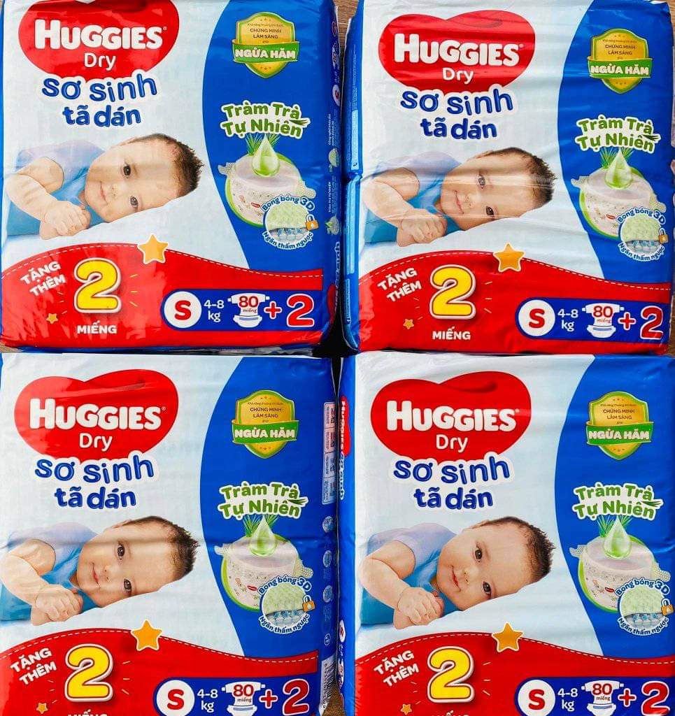 Tã dán sơ sinh huggies dry s 80 miếng +
