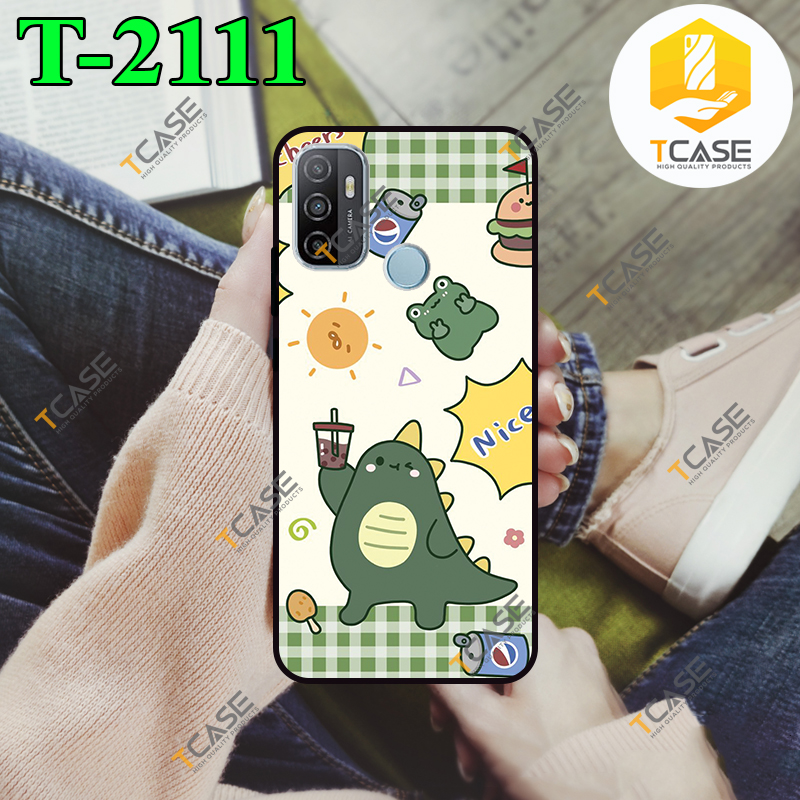 Ốp lưng oppo a53/ a32 2020 in hình khủng long xanh cute phần a