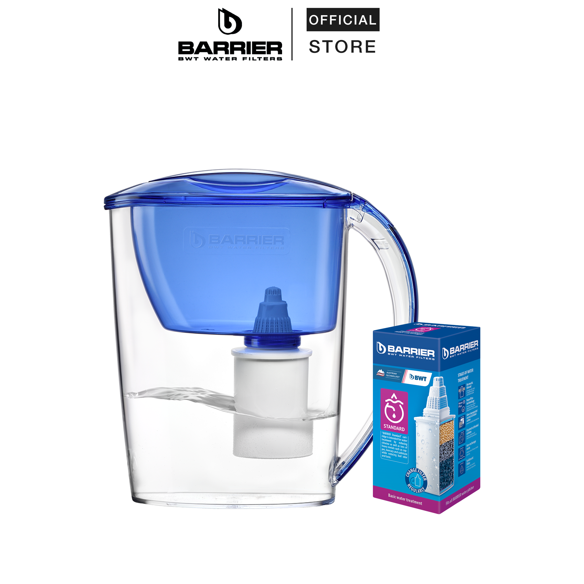 Combo Ca Lọc Nước Barrier Nika Xanh Dương & 1 Lõi Lọc Nước Máy ( Nika x FC-STD )
