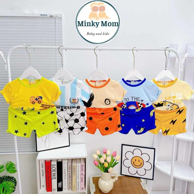 Bộ Quần Áo Trẻ Em NgắnTay Hiệu Minky Mom Vải Thun Lạnh Cho Bé Trai Bé Gái 08 tuổi tương đương cao 80130cm mặc mùa hè mùa thu TNIN184