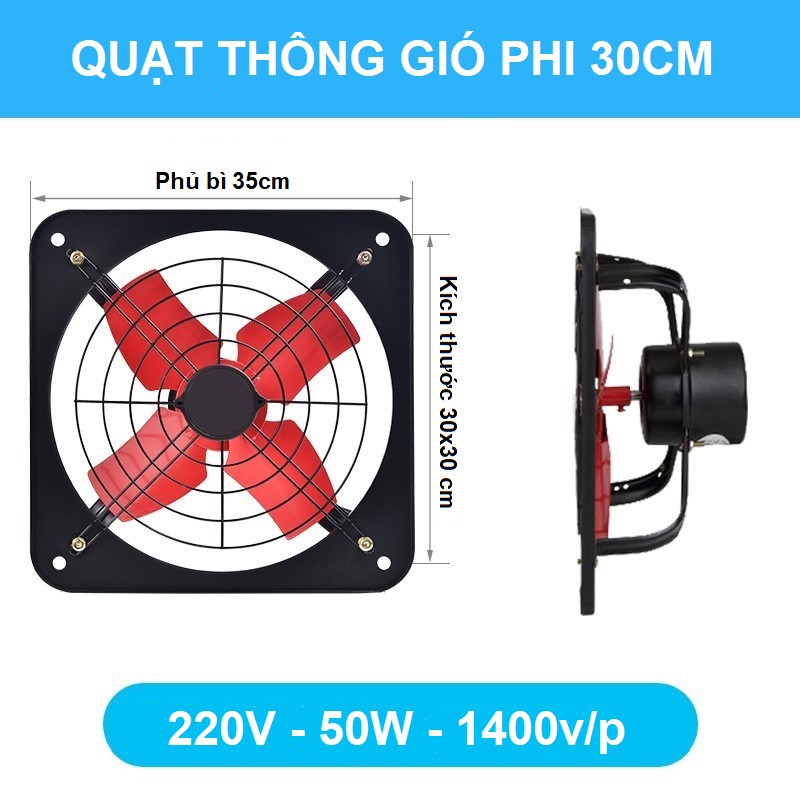 Quạt hút thông gió 30x30cm - Quạt hút mùi siêu mạnh - Thông gió nhà xưởng, bếp ăn