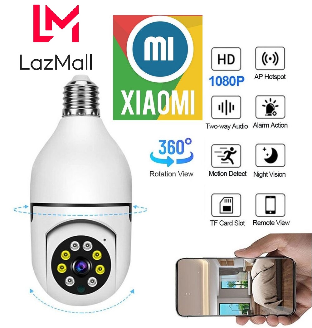 Xiaomi LazMall Camera Bí Ẩn Ẩn Náu Camera Giám Sát An Ninh Wifi Yoose HK211 1080p Kiểu Bóng Đèn Ban Đêm Có Màu, Xoay 360 Độ, Bóng Đèn Kiêm Camera Quan Sát Ban Đêm Âm Thanh 2 Chiều