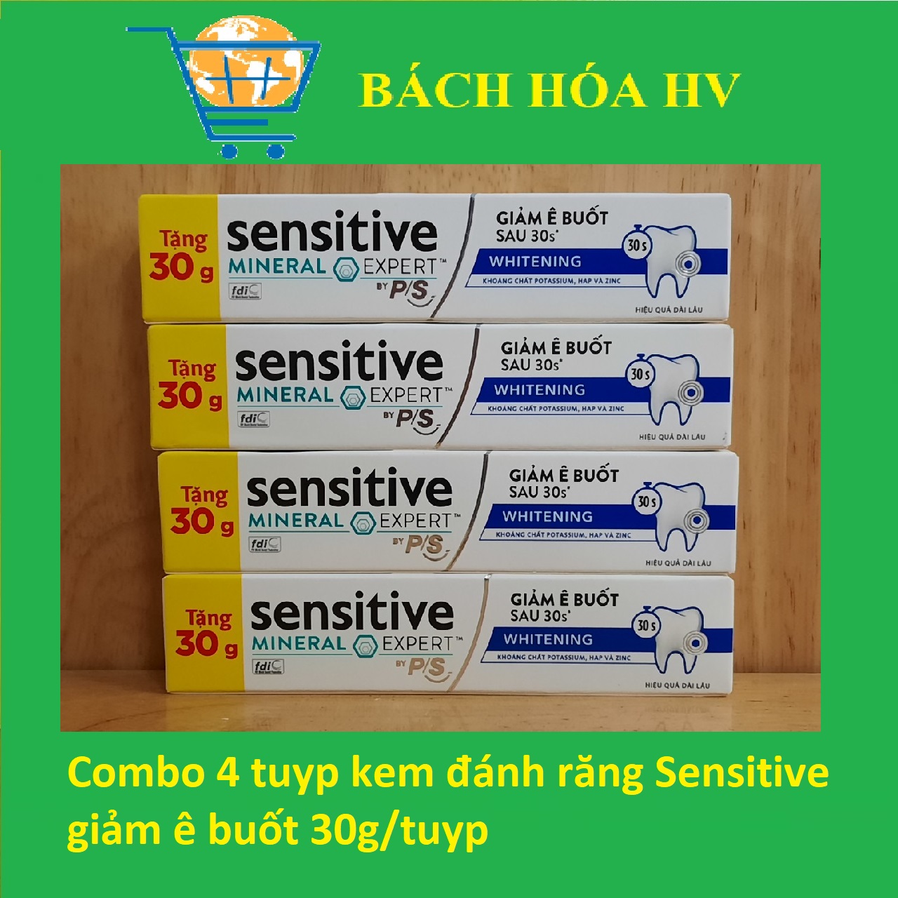 Combo 4 tuýp kem đánh răng sensitive giảm ê buốt 30g/tuýp - bach hoa hv
