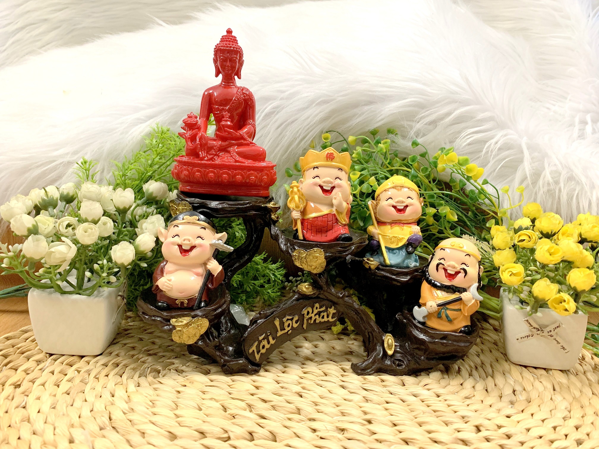 [HCM]Bộ tượng Phật Tổ và Thầy Trò Đường Tăng tọa đế Tài Lộc Phát ( Hình thật )