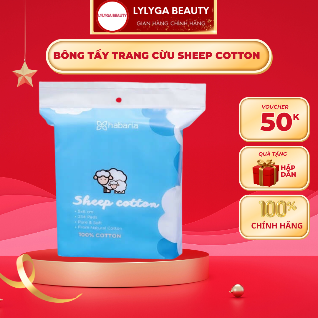 Bông Tẩy Trang Cừu Habaria - Mềm mại & Dịu nhẹ cho làn da nhạy cảm - Habaria - Sheep Cotton - 234 Miếng - Kích thước lý tưởng cho mọi nhu cầu làm sạch.- LYLYGA BEAUTY