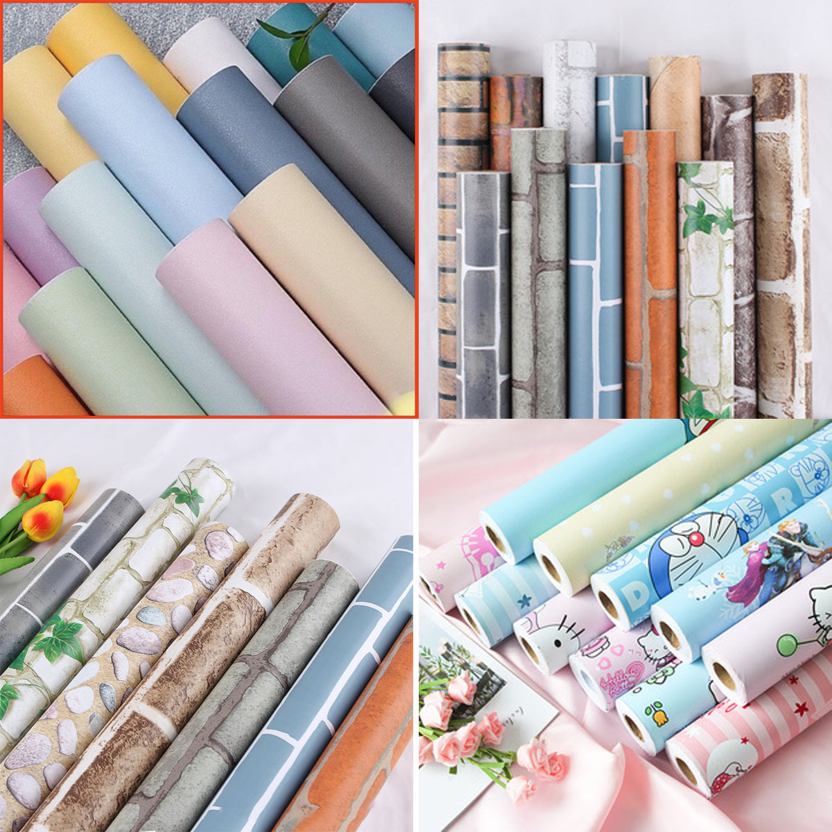 Cuộn 10m giấy dán tường có keo sẵn- nhiều mẫu.