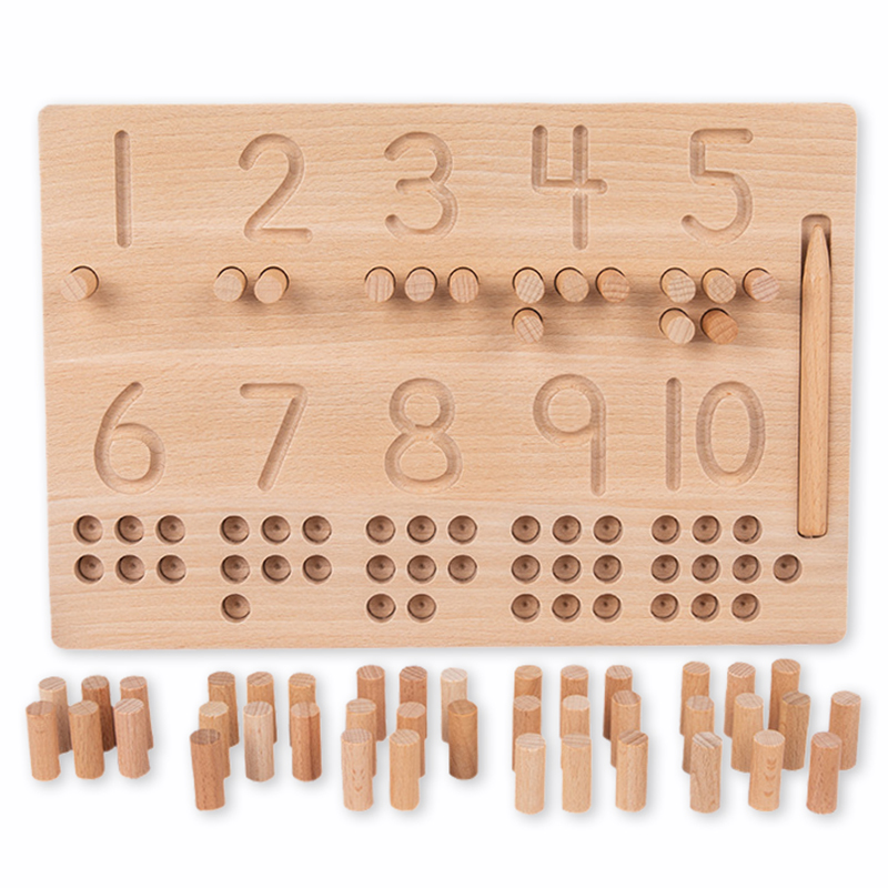 Số gỗ Câu Đố phân loại Montessori đồ chơi trẻ mới biết đi 1-10 chữ số Truy Tìm bảng Logarit thực hành Bảng Đếm Toán đồ chơi