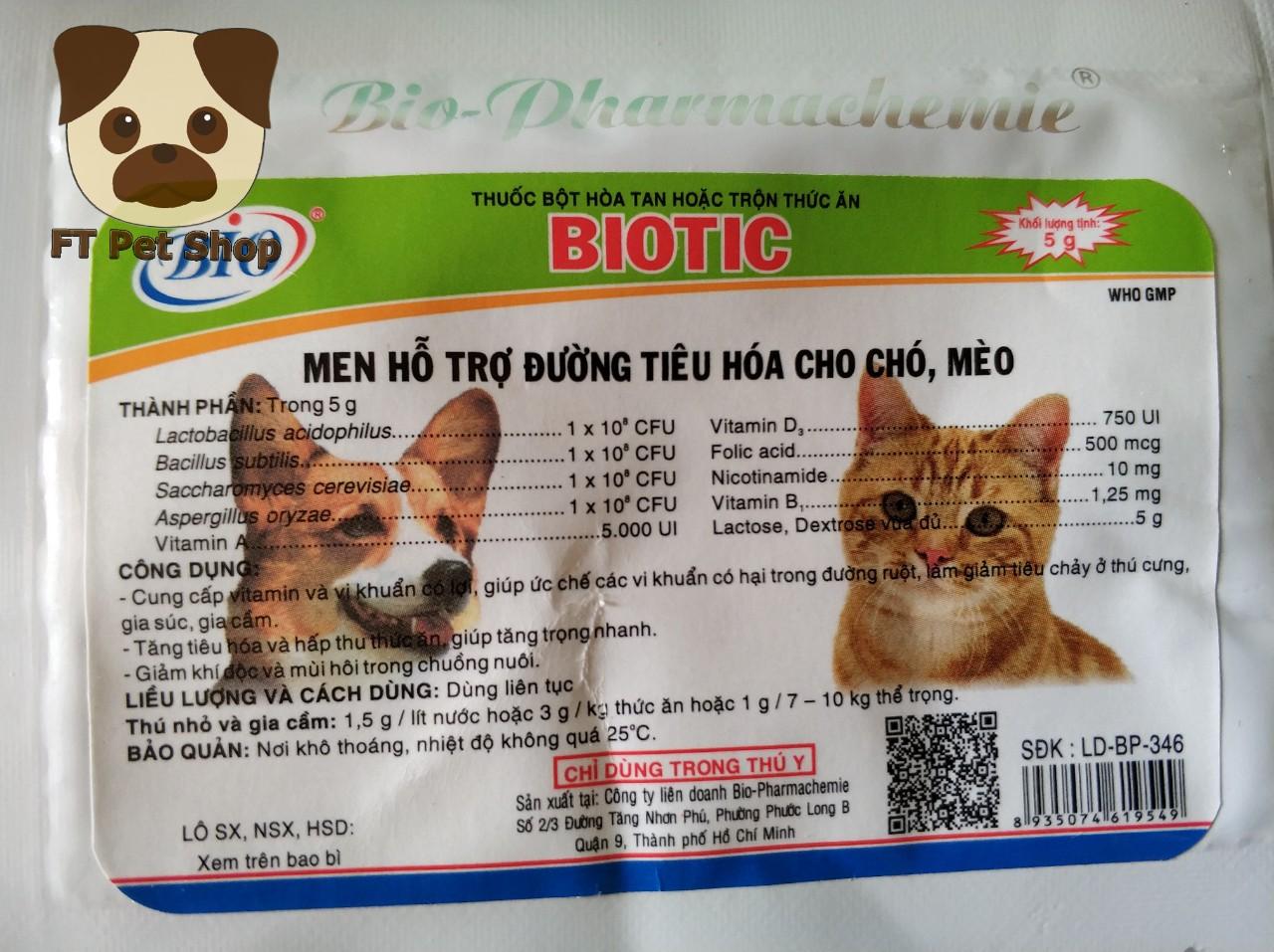 10 Gói Men Tiêu Hóa Cho Chó Mèo BIOTIC 5gam