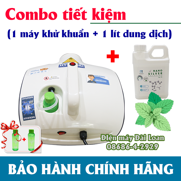 COMBO 1 Máy khử khuẩn và 1 lít dung dịch khử khuẩn cho máy phun khói khử khuẩn