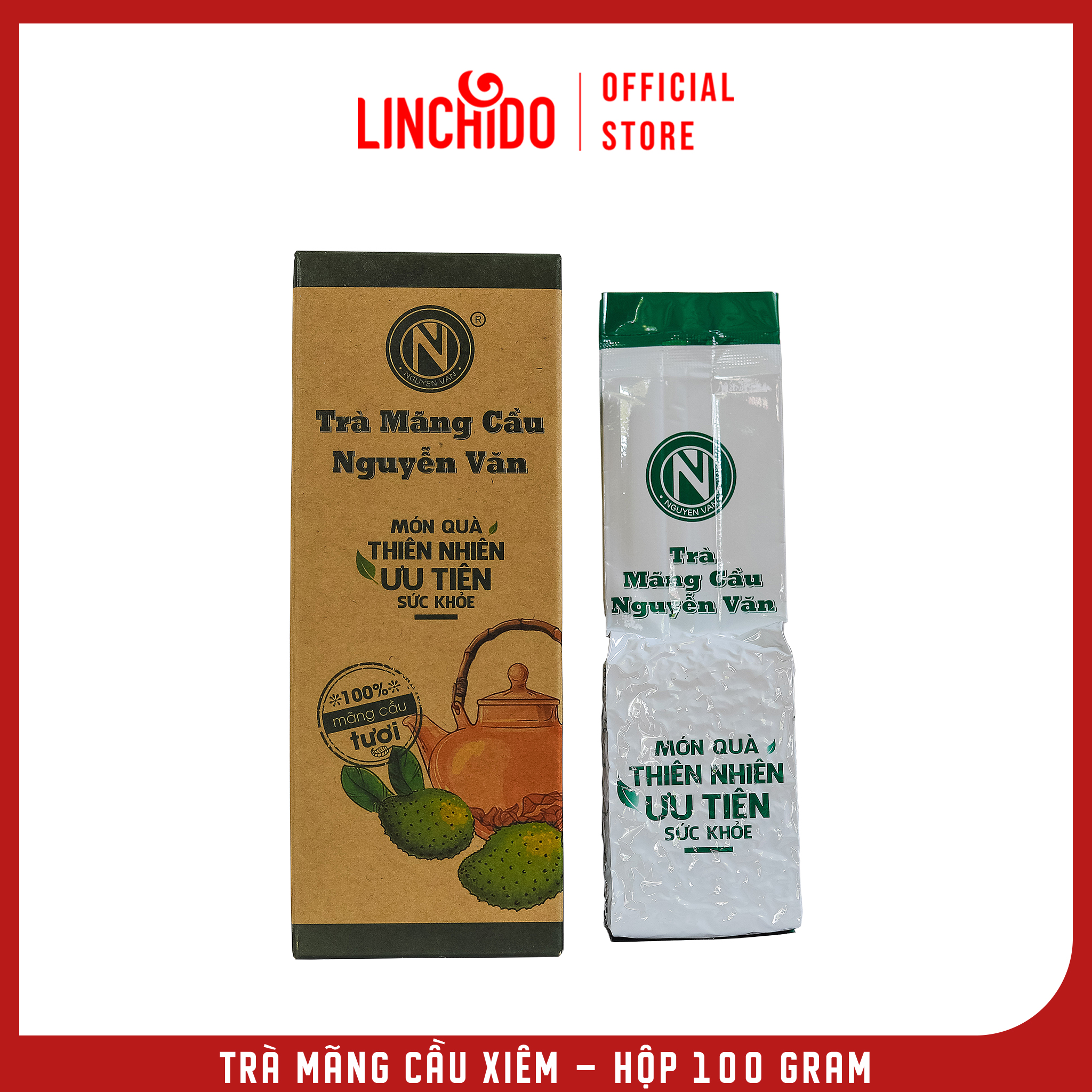 Trà mãng cầu nguyễn văn - 100% mãng cầu xiêm tươi sấy khô - hộp 100 gram