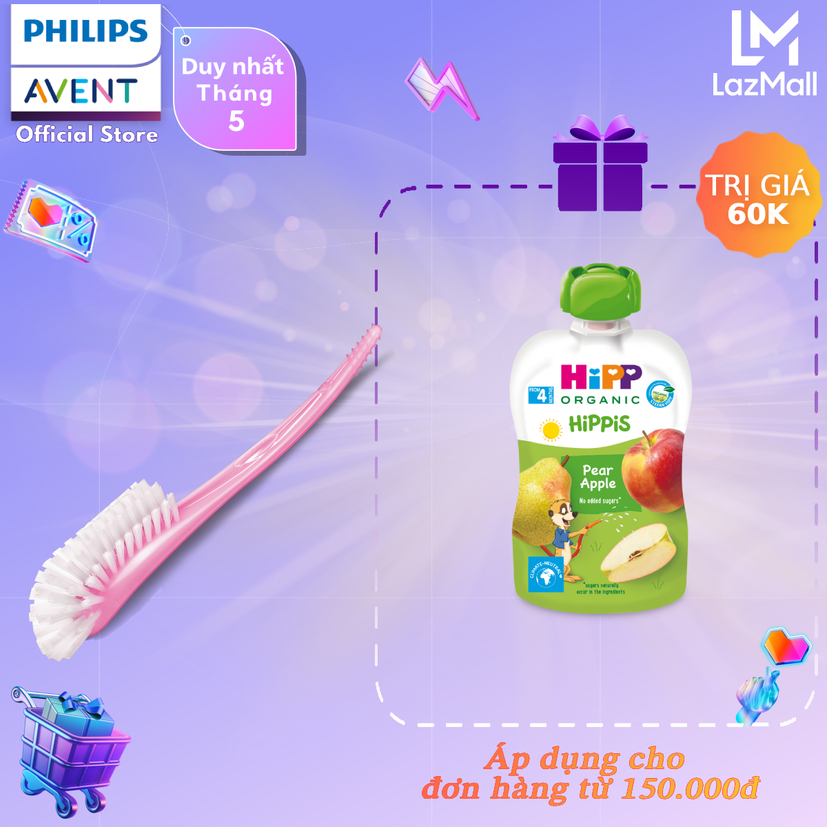 Philips Avent cọ bình sữa Màu hồng SCF145/07