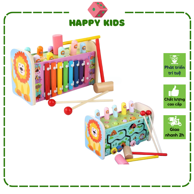 [HCM]Đồ chơi trẻ em bằng gỗ 3 in 1 Đập chuột vui nhộn kết hợp đàn và tìm đường mê cung