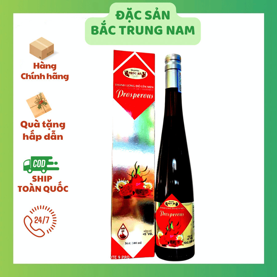 NƯỚC ÉP THANH LONG ĐỎ LÊN MEN 500ML ( 5 độ )